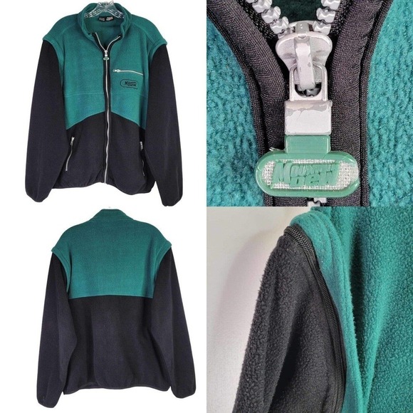 Vintage Mountain Dew Soda90s Fleece Jacket Convertible Vest Size L XL Flaw